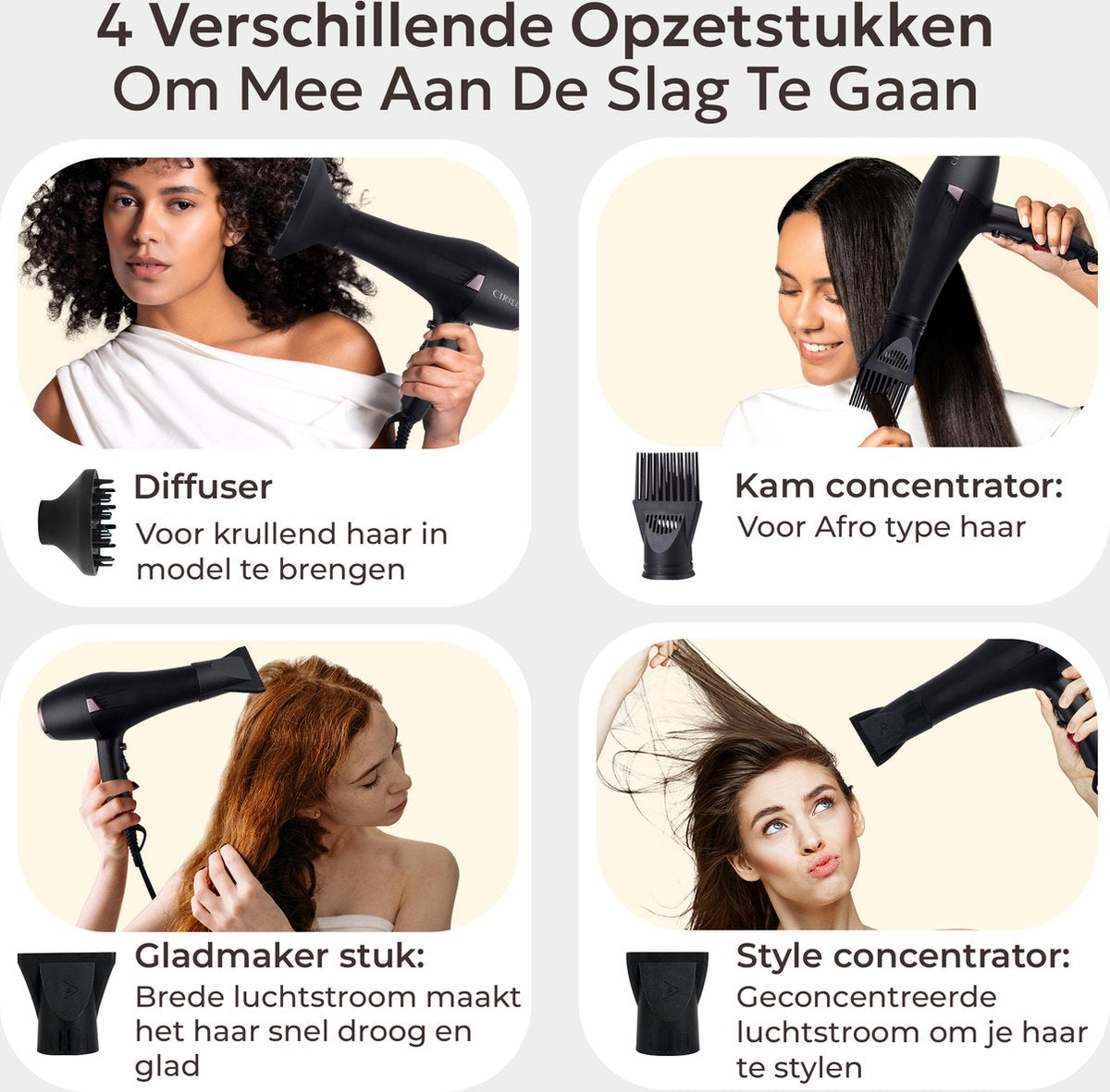Ciriel Föhn Met Diffuser 2400W Incl. haarborstel