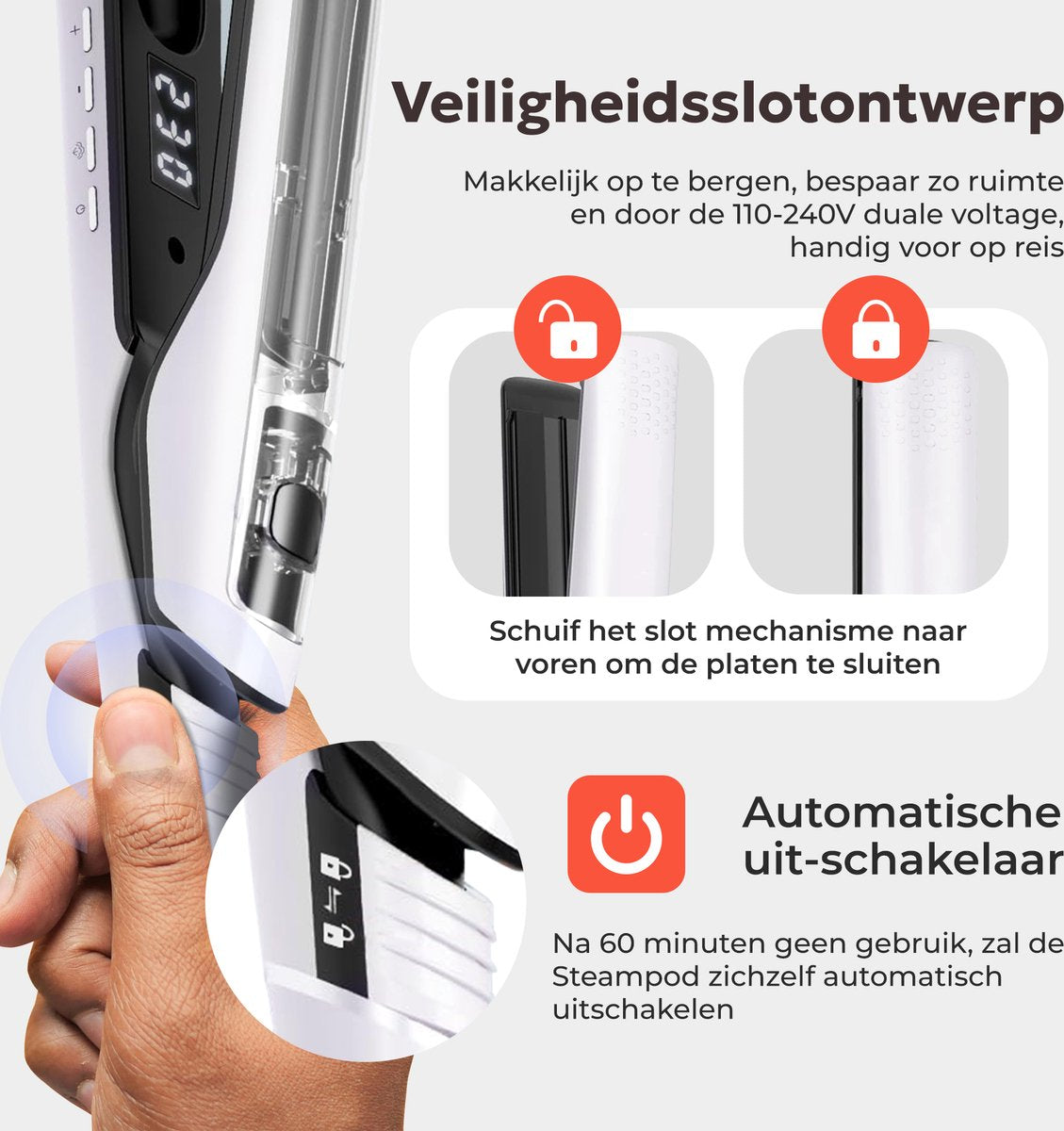 CIRIEL SteamSilk™ Stoom Stijltang - Wit