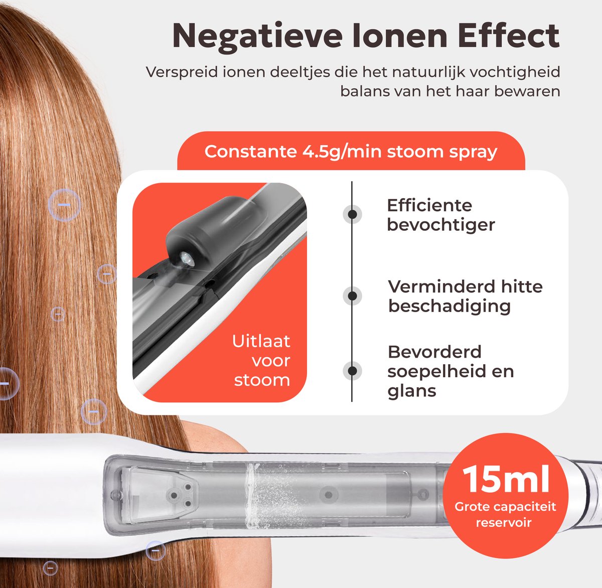 CIRIEL SteamSilk™ Stoom Stijltang - Wit