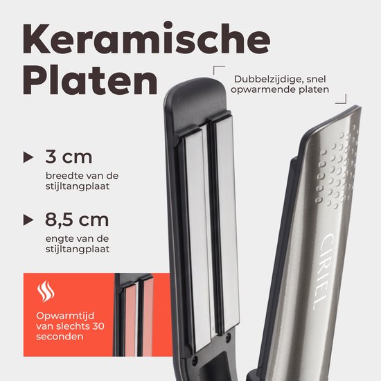 CIRIEL SteamSilk™ Stoom Stijltang - Grey